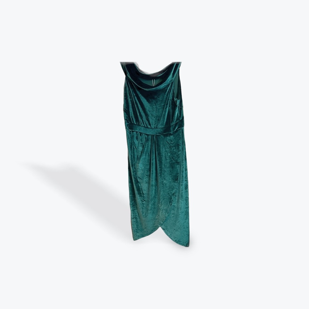 Cowl neck  Elegant Teal Velvet Dress